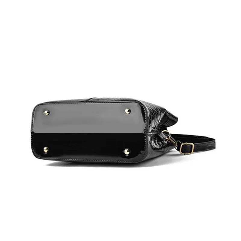 Bolso de Hombro y Crossbody para Mujeres de Cuero PU y Charol - Bolso de Diseñador de Lujo, Gran Capacidad, Tote de Compras de Moda