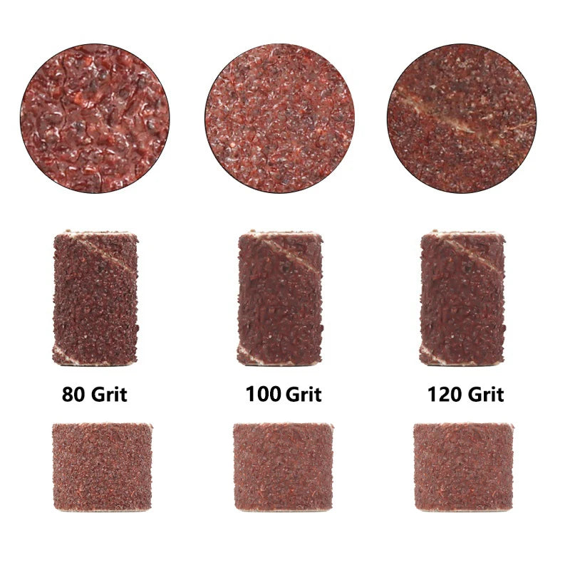 Set de Tambores de Lijado XCAN #80#100#120 con Mandril de Lijado de 6.35mm y 12.7mm para Herramientas Rotativas Dremel - Bandas Abrasivas
