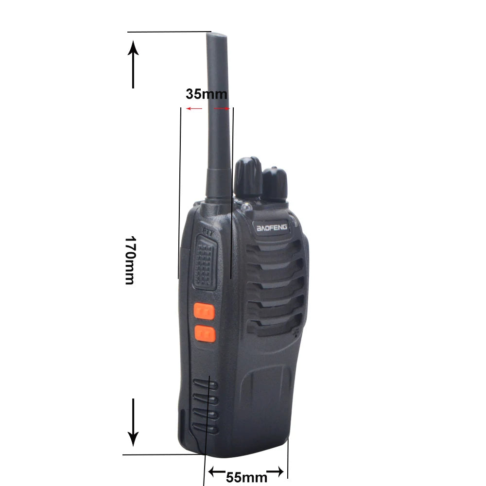 Baofeng Walkie Talkie BF-88E PMR 16 Canales 0.5W UHF 446MHz con Cargador USB y Auriculares | Paquete de 2 Radios