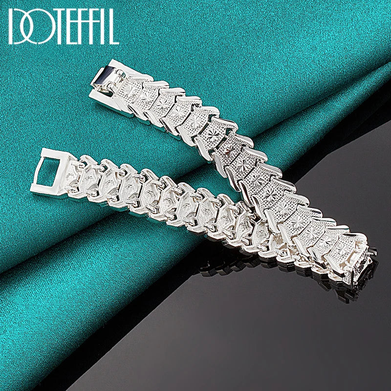 DOTEFFIL - Pulsera Ancha de Plata de Ley 925 Unisex para Boda y Fiesta