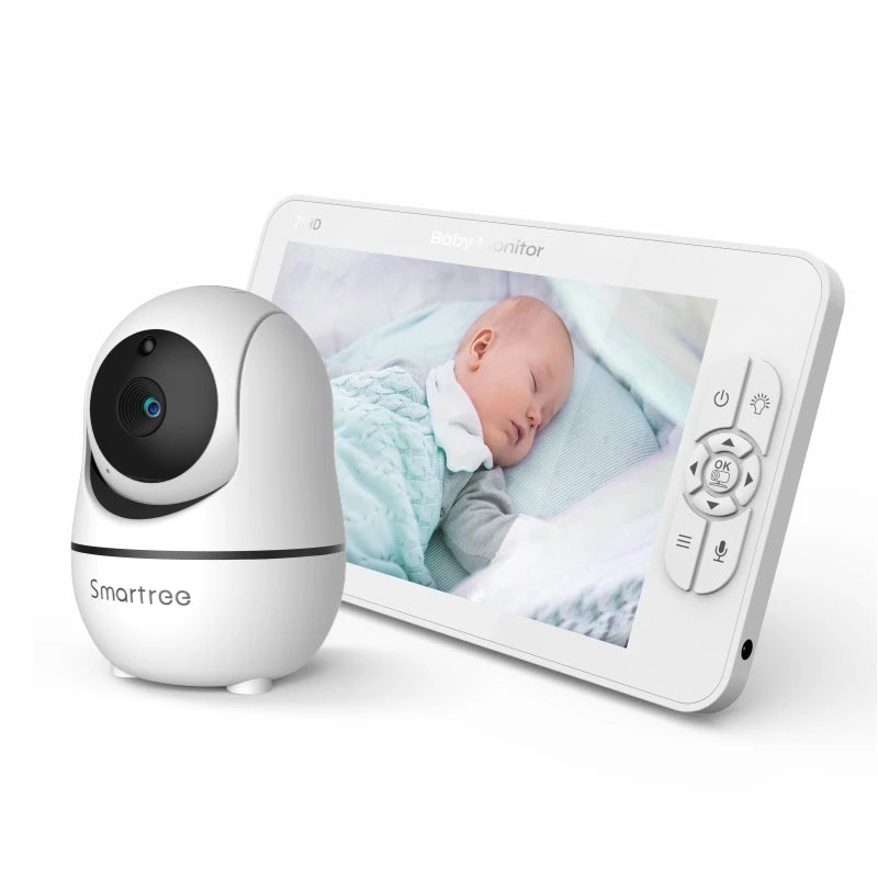 Monitor para Bebé SM70 de 7" 1080P HD con Pantalla Dividida, Sin WiFi, Cámara de Bebé, A Prueba de Hackeos, Zoom/Pan/Tilt Remoto, Batería de 4000mAh