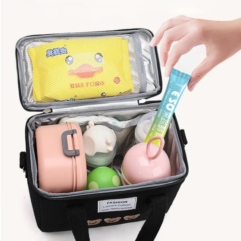 Bolsa de Almuerzo para Niñas con Oso Kawaii, Térmica y Aislante, Bolsa de Picnic Infantil, Caja de Comida con Forro de Aluminio