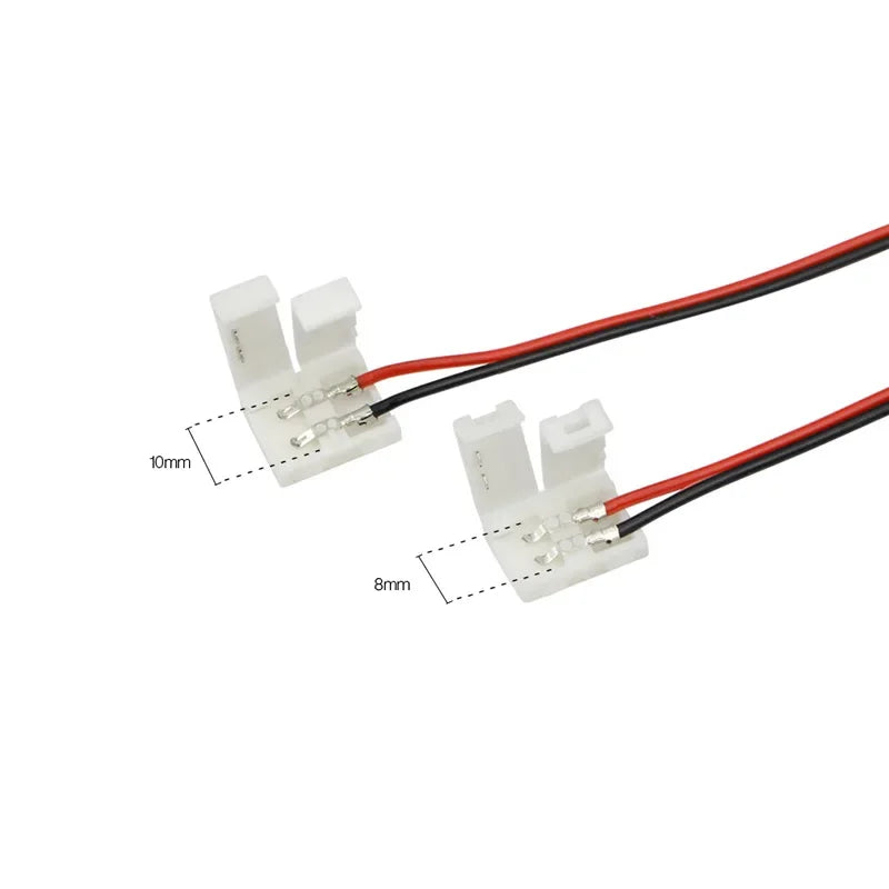 100 Piezas 2 Pines de Energía 8mm 10mm Conector de Clip de Empalme para Luces de Tiras LED de SMD 3528 5050 5630 Luces de Lámparas de Tira LED Barra Conector