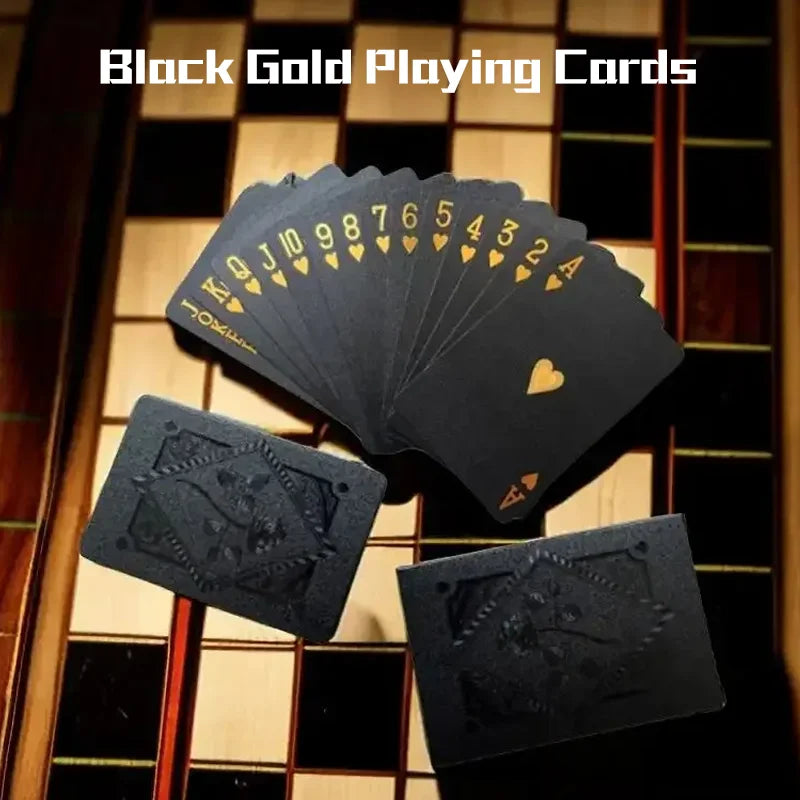 Juego de Cartas de Color Negro y Dorado - Conjunto de Póker Resistente al Agua con Paquete Mágico Dmagic, Juego de Mesa, Colección de Regalo