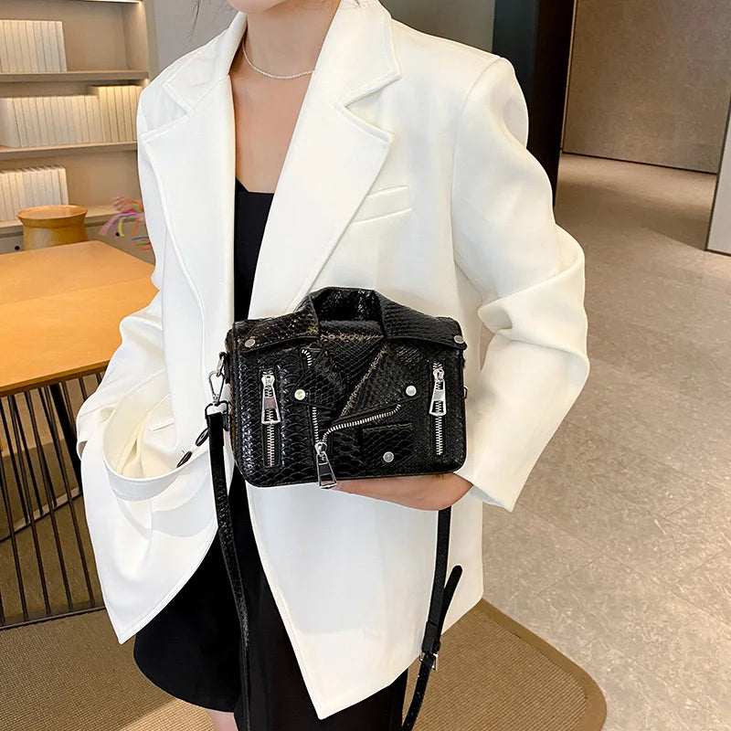 Top Brand Shoulder Bag Tote 2023 Trend Lapel Jacket Women's Bag  Purse Fashion Rivets Zipper Female Crossbody Bag Luxury Handbag