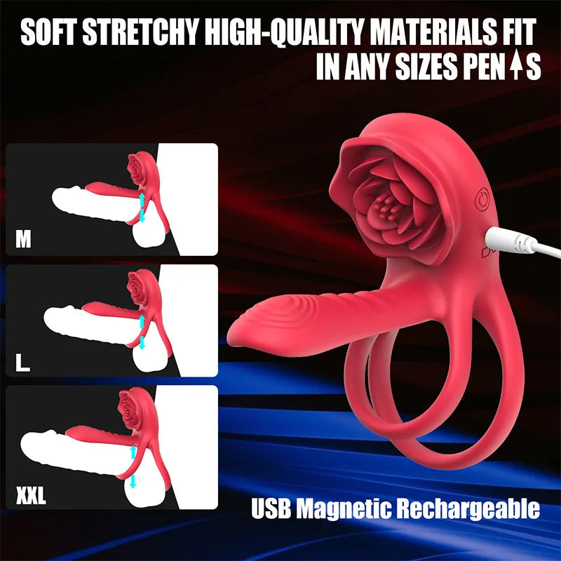 Anillo Vibrador con Doble Motor y Nueve Frecuencias de Vibración, Retardante de Eyaculación y Aumento de Erección para Parejas