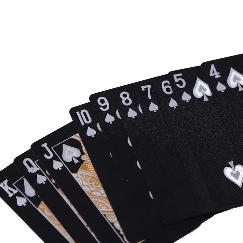 Juego de Cartas de Color Negro y Dorado - Conjunto de Póker Resistente al Agua con Paquete Mágico Dmagic, Juego de Mesa, Colección de Regalo