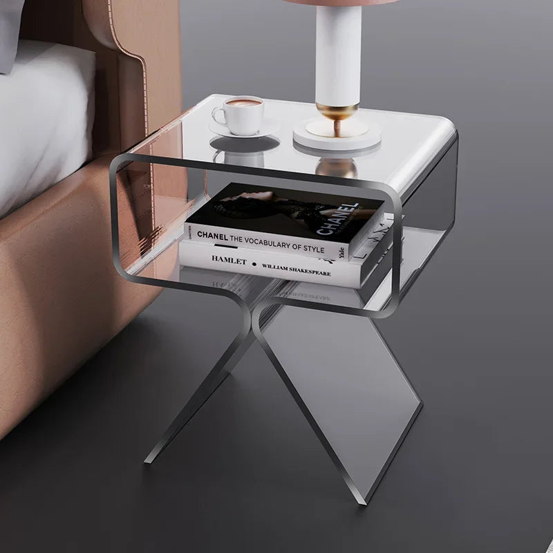Mesa Auxiliar de Sofá Transparente de Acrílico - Mesita de Noche Moderna para Sala de Estar y Diseño de Esquina