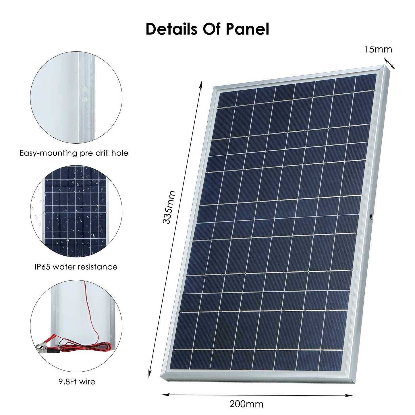 Kit de Panel Solar de 300W 12V Completo, Célula Solar de Policristalino USB Portátil para Generador Solar Recargable en Exteriores