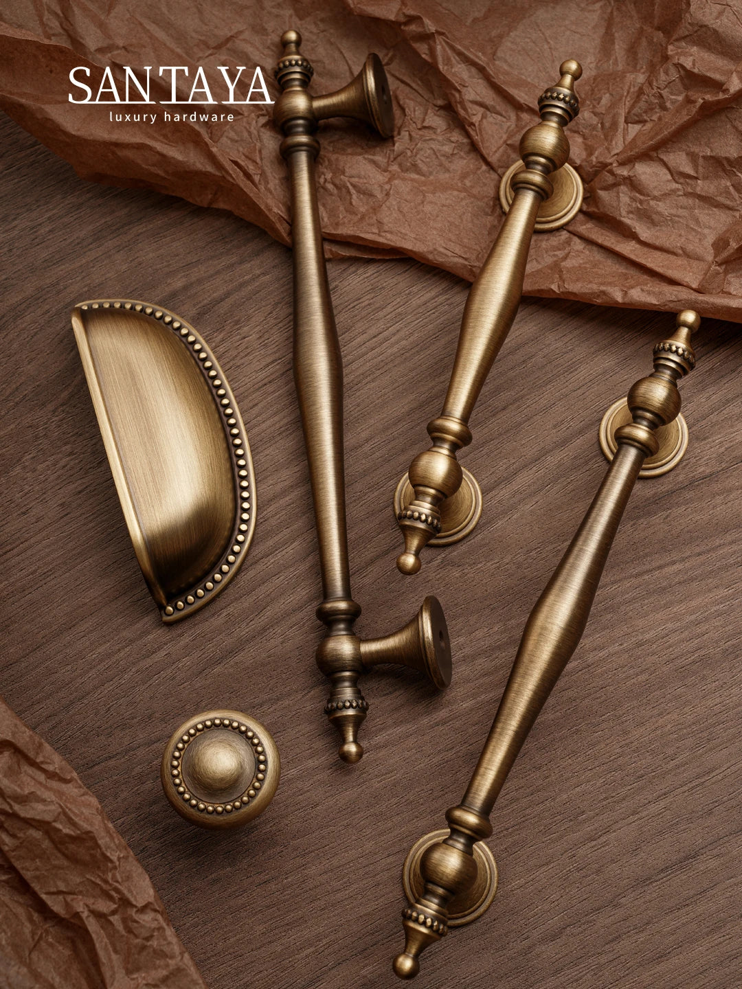 Manijas de Gabinete de Bronce SANTAYA – Tiradores Retro para Muebles y Puertas