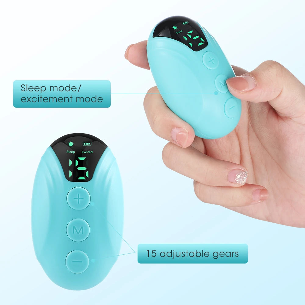Dispositivo de Pulso EMS de Microcorriente para Alivio de Estrés y Ayuda para Dormir - Eliminador de Ansiedad, Insomnio y Relajación Mental con 15 Niveles de Intensidad