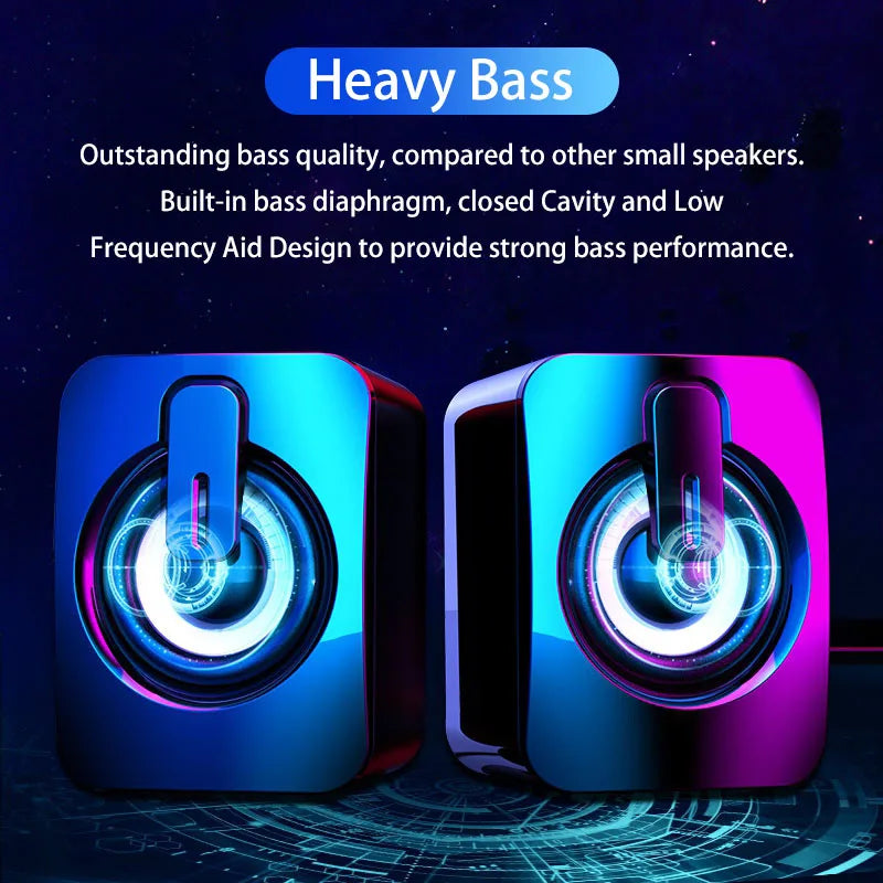 Altavoces USB para PC - Sound Box HIFI Estéreo con Micrófono y Luz LED para Escritorio