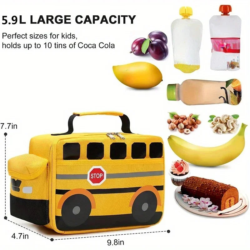 Bolsa Térmica Infantil de Carrito, Bolsa de Comida para Picnic con Diseño de Dibujos Animados, Ideal para Camping y Uso Diario