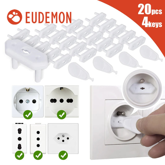 EUDEMON-toma de corriente Universal, Protector de seguridad antieléctrico para bebé, Protector de enchufe, 20 piezas