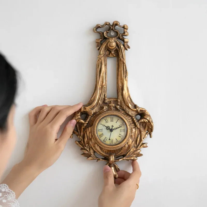 Reloj Retro Francés de Pared con Diseño Adhesivo Envejecido, Decoración Estética y Tallado para Hogar