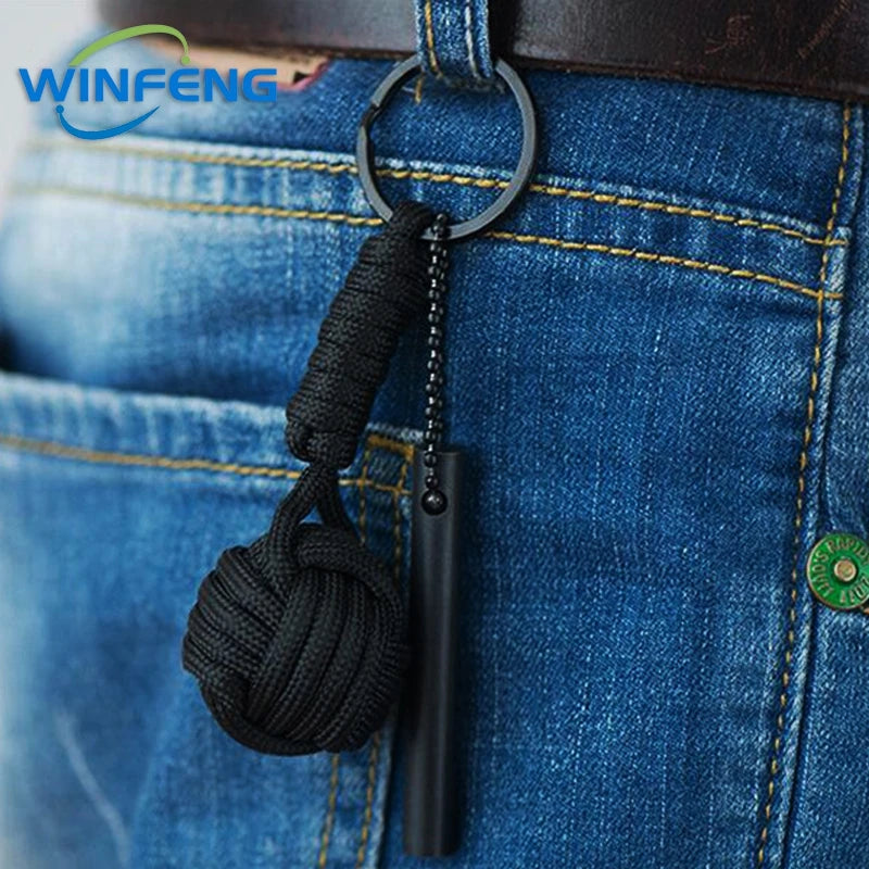 Llavero de puño de mono con cordón de autodefensa para mujer, protección de seguridad al aire libre, bola de acero Personal, arma de supervivencia