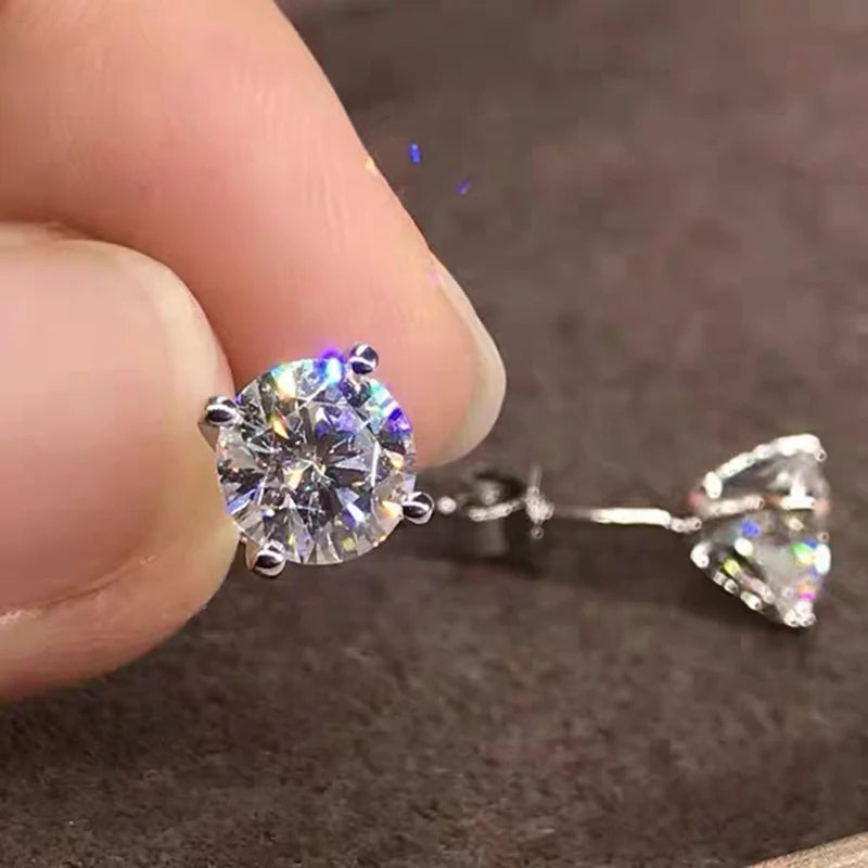 Pendientes de moissanita de Color D para mujer y niña, aretes de plata de ley 0,5, Piercing brillante, joyería fina, 925-1 quilate
