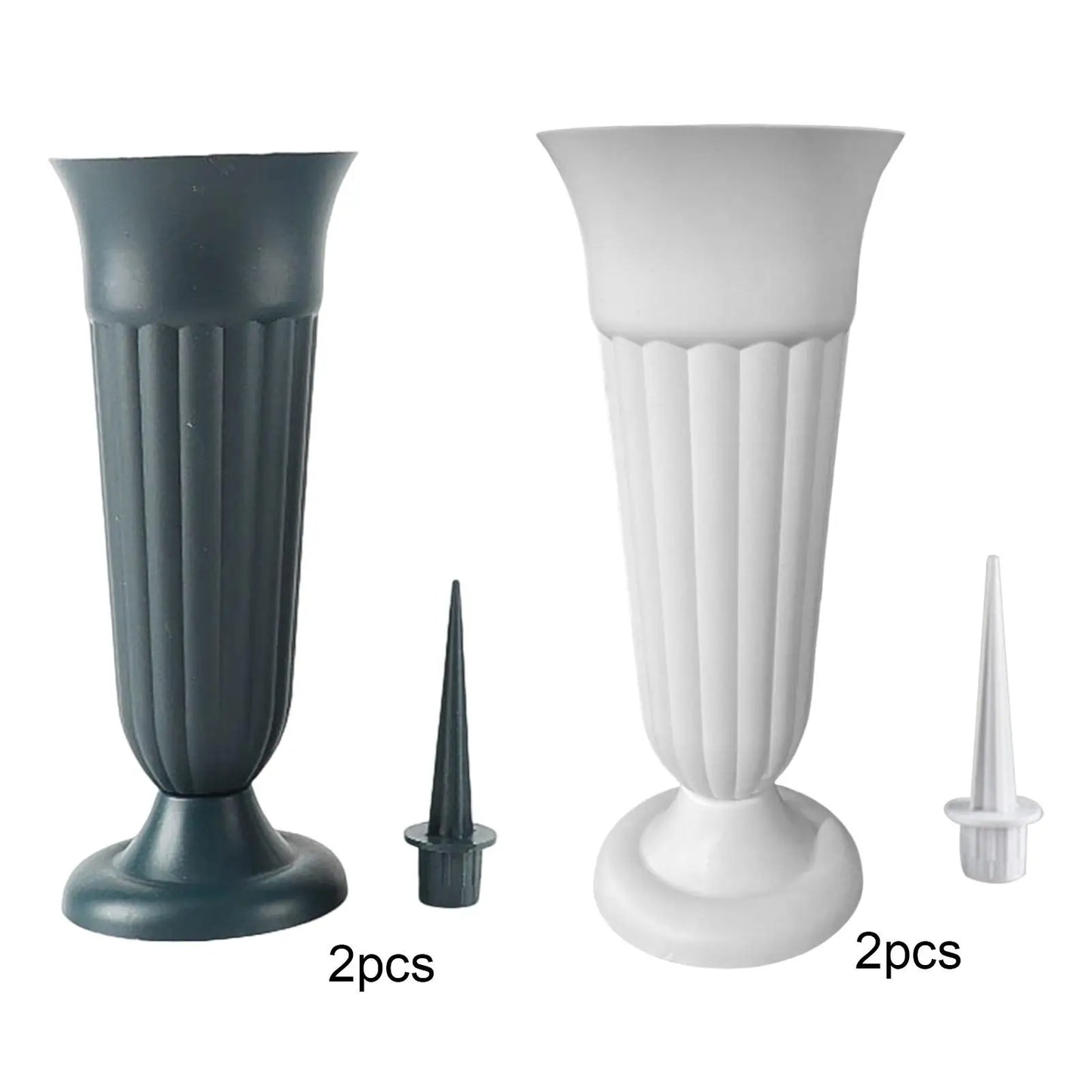 Jarrón Conmemorativo con Estaca y Base de Plástico para Exteriores - Decoración de Tumbas, Arreglo Floral, Paquete de 2