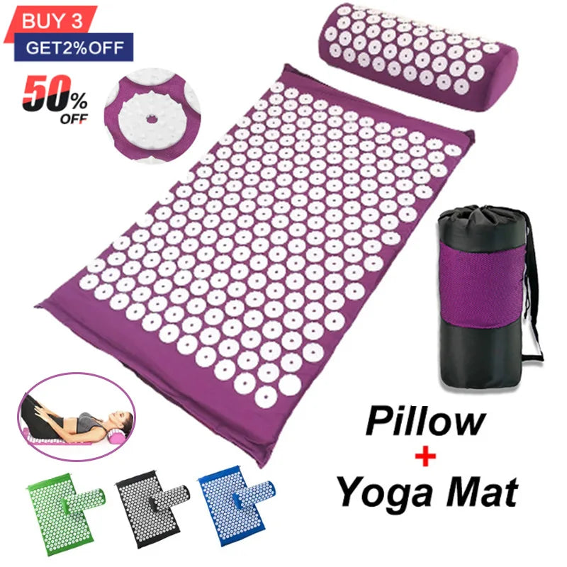 Set de Colchoneta de Masaje y Almohada de Acupresión - Alivia el Dolor de Espalda, Estrés y Tensión Muscular