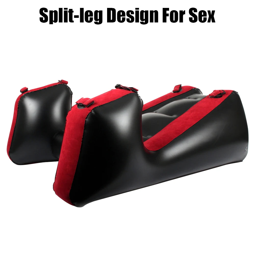 Cojín Ergonómico Inflable para Parejas - Sofá de Posiciones con Diseño Flocking y Correas - Mobiliario Íntimo Discreto para Adultos