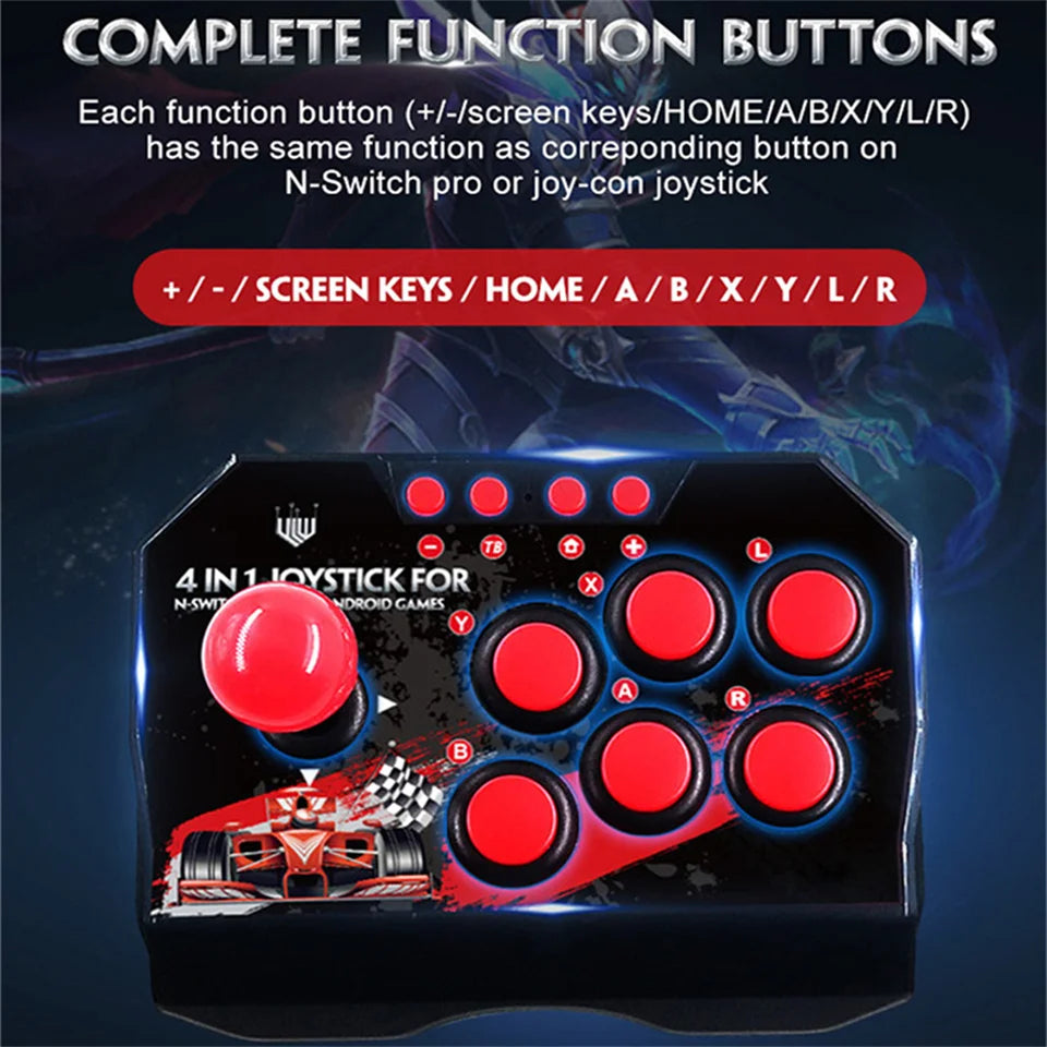 Joystick de Juegos USB con Cable 4 en 1 con Cable USB de 3M, Consola de Juegos Turbo Rocker Arcade para Nintendo Switch, Android TV, PS3, PC