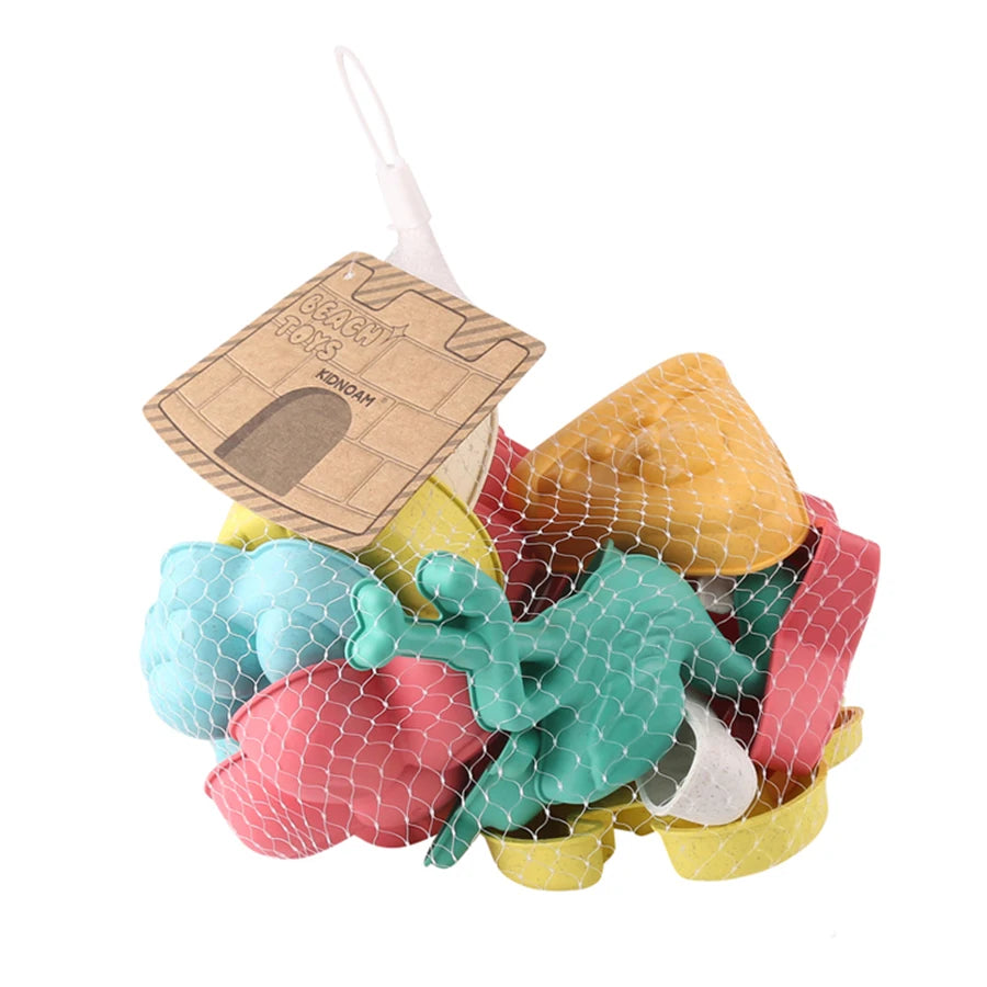 Set de Juguetes de Playa para Niños, Moldes de Arena y Herramientas de Excavación, Set de 12 Piezas con Vehículos y Accesorios en Trigo
