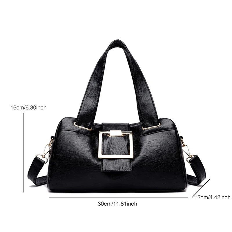 Bolso de Mano Multicapas para Mujeres, Bolso de Cuero de Alta Calidad, Bolsos de Diseño Lujo, Gran Capacidad Estilo Boston para Dama
