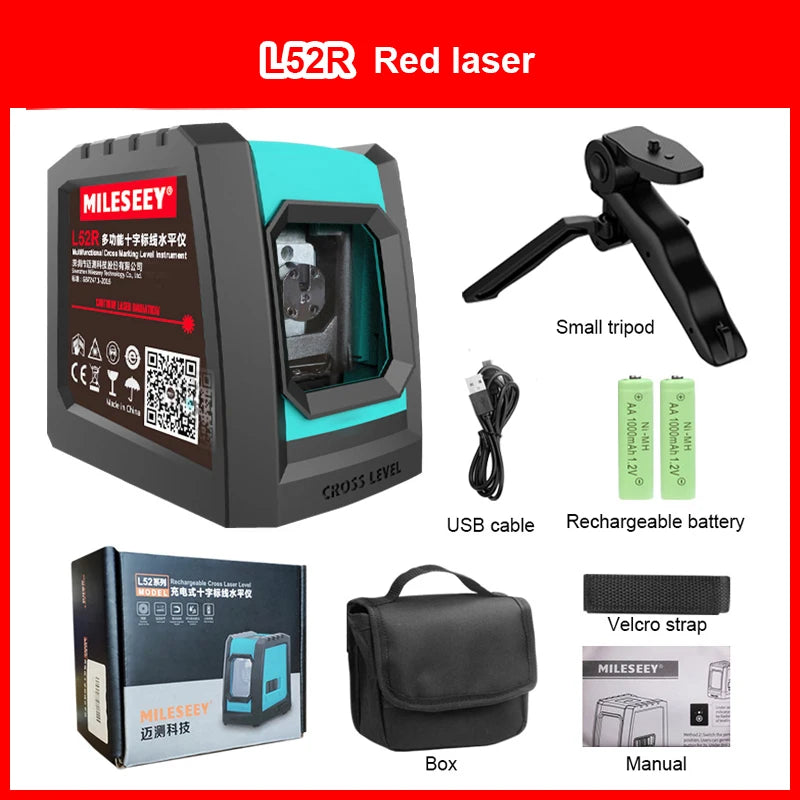 MiLESEEY Nivel Láser 2 Líneas Rojo/Verde, 3D Autonivelante con Trípode y Batería Recargable