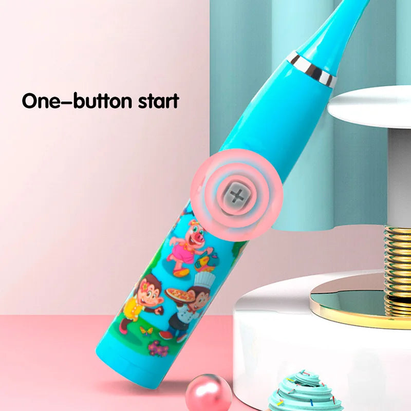 Cepillo Eléctrico Infantil Sonic - Cepillo Colorido con Diseño de Caricaturas | USB Recargable, Automático y Resistente al Agua con Cabezal de Repuesto