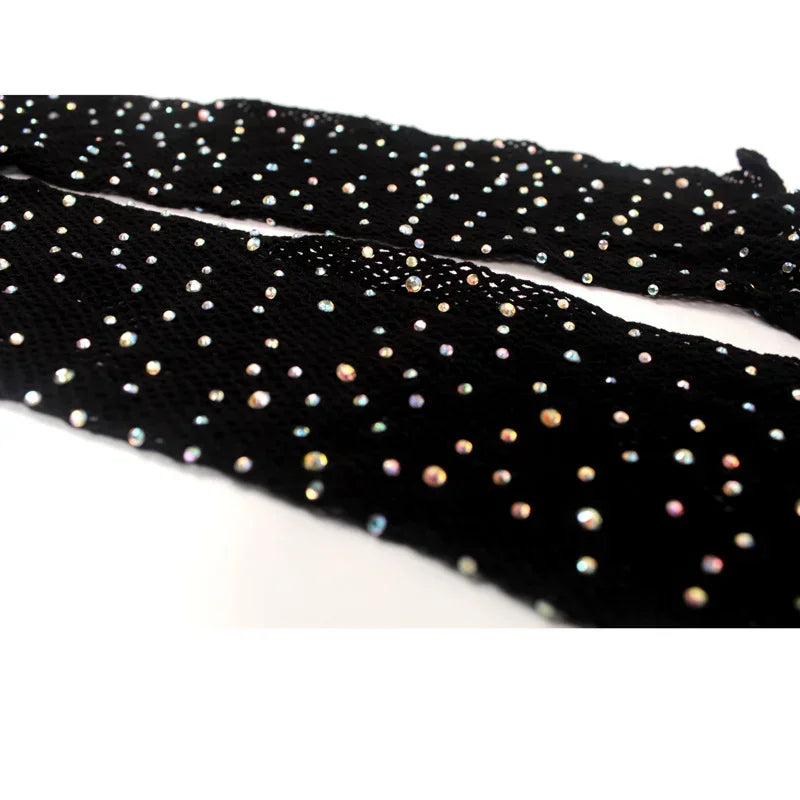 Calcetines de Red con Rhinestones para Mujeres - Medias Cortas de Ciclista con Brillo, Pantalones de Malla para Lencería Sexy