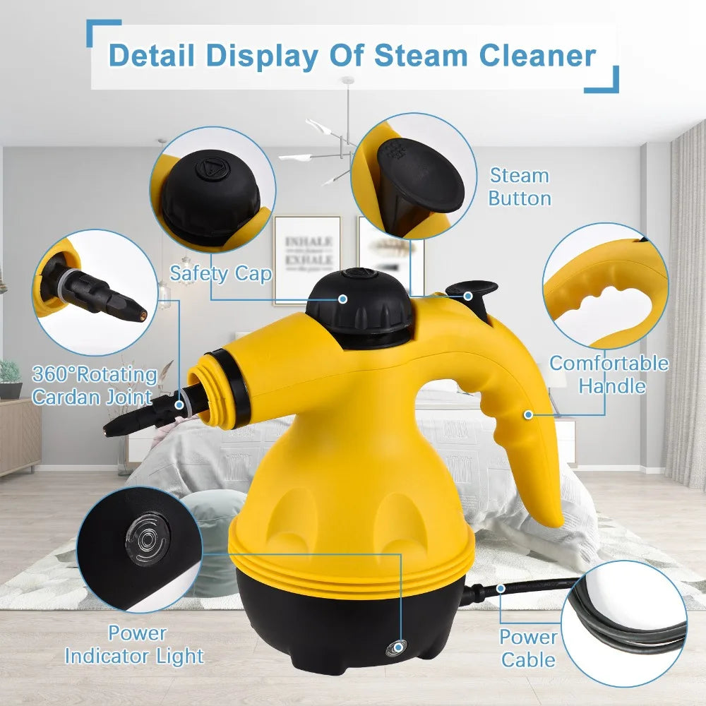 Limpiador a Vapor de Mano, 1000W, Alta Temperatura, Adecuado para Hogar, Cocina, Baño, Herramientas de Limpieza para Automóviles