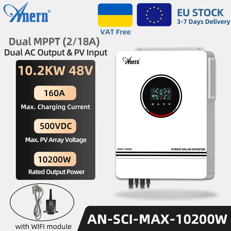 Inversor Solar Híbrido 10.2KW 6.2KW 4.2KW 3KW Off Grid Onda Sinusoidal Pura 48V 24V 12V 230VAC con MPPT 160A 120A 80A Cargador