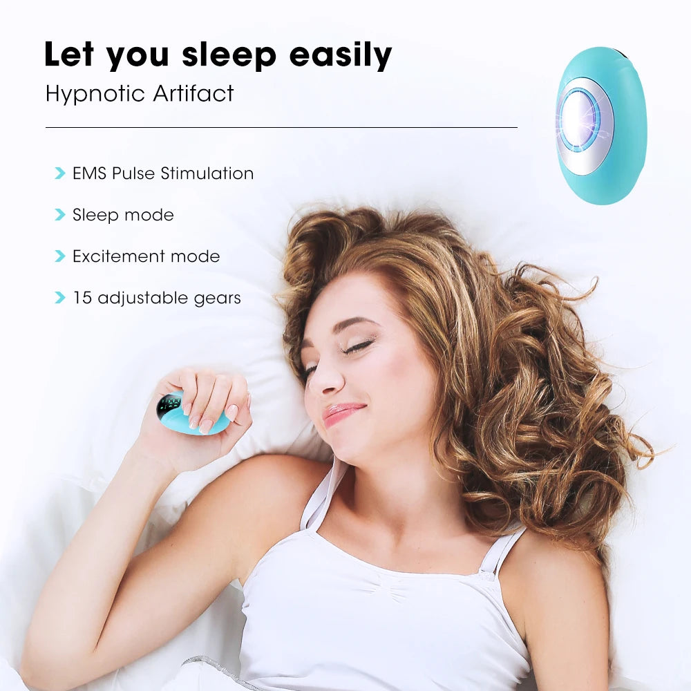 Dispositivo de Pulso EMS de Microcorriente para Alivio de Estrés y Ayuda para Dormir - Eliminador de Ansiedad, Insomnio y Relajación Mental con 15 Niveles de Intensidad