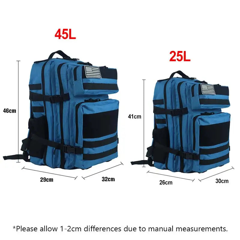 Mochila Táctica de 25L y 45L para Camping, Senderismo y Actividades al Aire Libre - 900D con Sistema Molle
