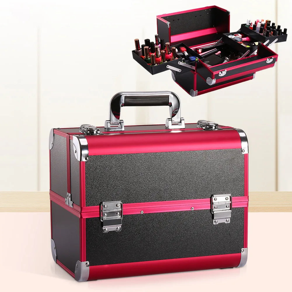 Nuevo Estuche Profesional de Aluminio para Cosméticos | Caja de Herramientas para Peluquería, Estilismo y Manicura con Cerradura de Doble Tarjeta y Diseño Resistente