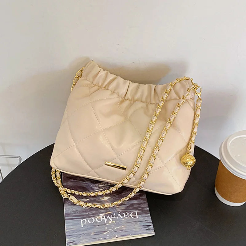 Bolso cruzado de Pu con diseño plisado para mujer, bandolera informal con correa de cadena para viaje y regalo