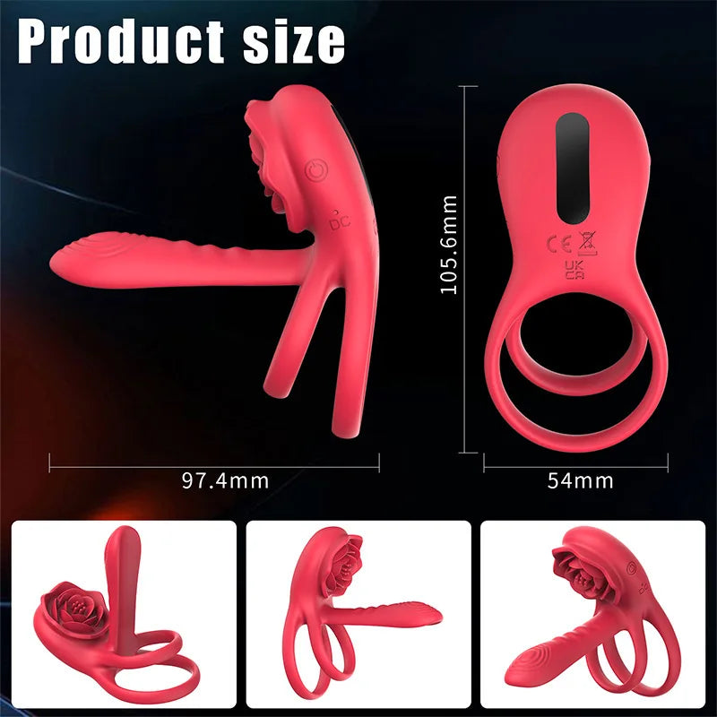 Anillo Vibrador con Doble Motor y Nueve Frecuencias de Vibración, Retardante de Eyaculación y Aumento de Erección para Parejas