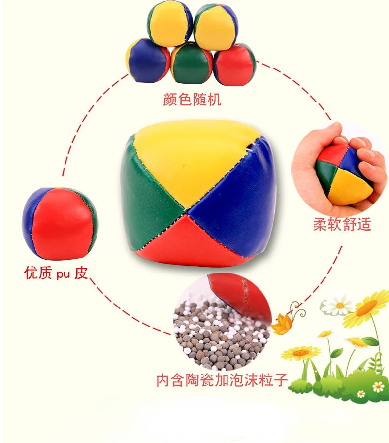 Juguetes de Circo para Niños y Adultos - Set de Pelotas de Malabares de 3-6 Piezas con Diseño de 4 Paneles