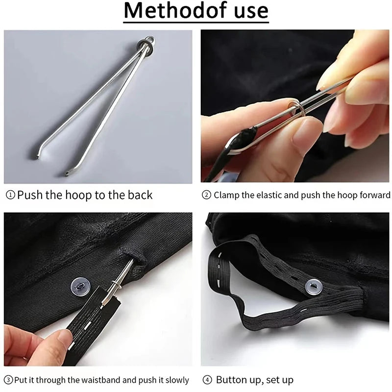 2 Piezas de Clips de Acero Inoxidable para Ropa - Herramientas de Costura DIY, Dispositivos para Pasar Cintas Elásticas y Hilos de Bordado