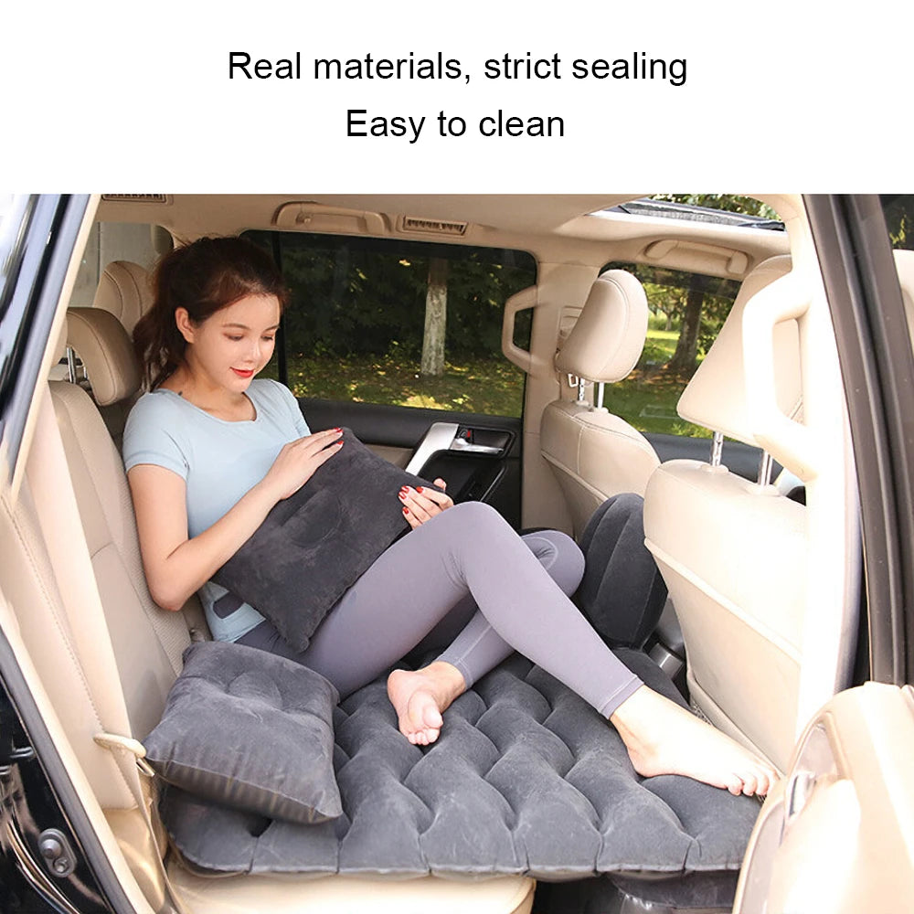 Colchón Inflable para Auto y Viaje Universal para Asiento Trasero | Sofá Multiusos para Camping y Almohadas | Cama Portátil 70x130cm