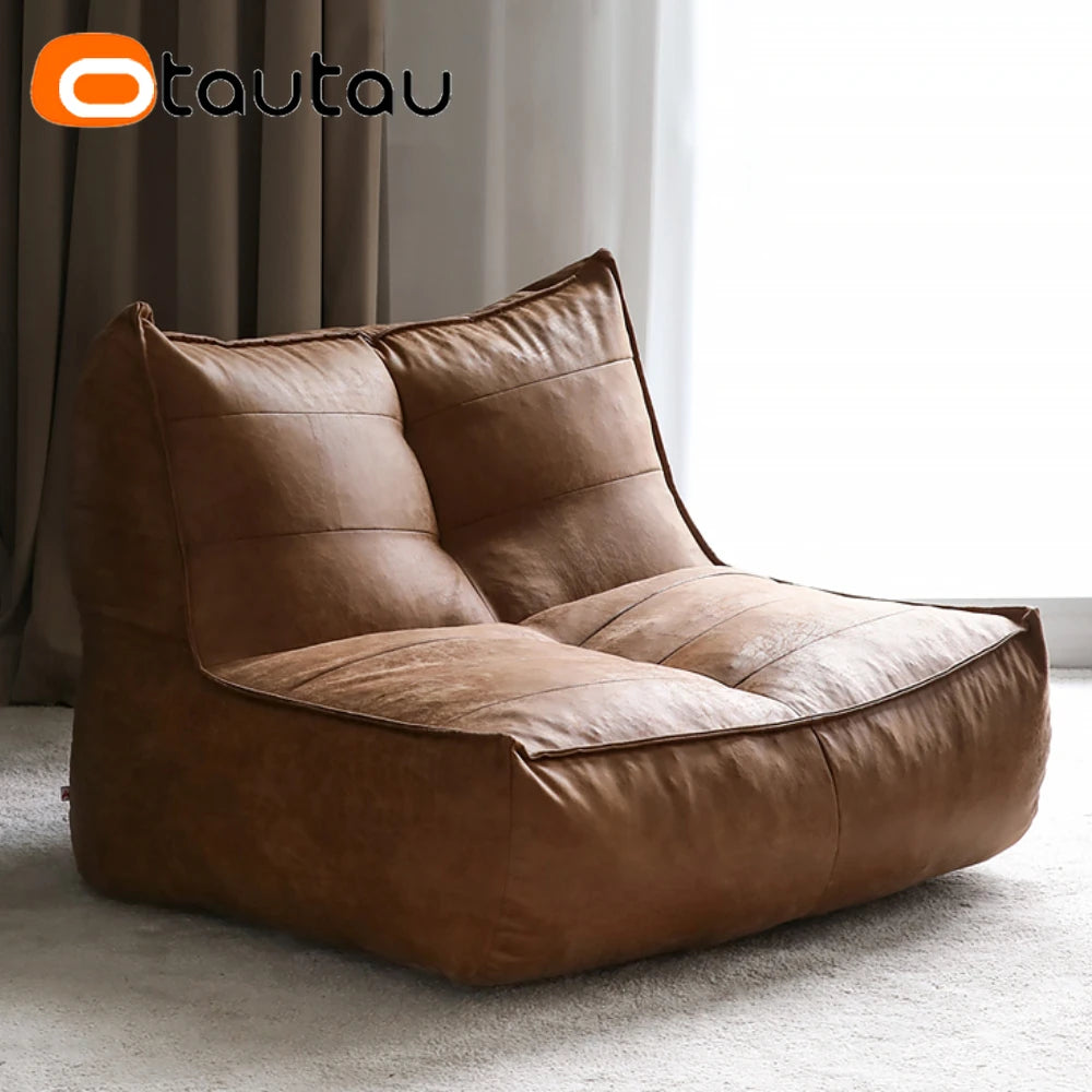 Funda de Piel Sintética para PUF Grande - Chaise Tumbona, Sofá Cama Sin Relleno, Terciopelo de Gamuza Retro