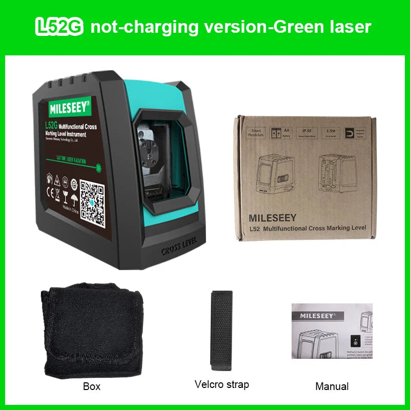 Nivel Láser 3D L52R L62, Herramienta de Nivelación 2 Líneas con Batería y Trípode, Autonivelante Horizontal y Vertical