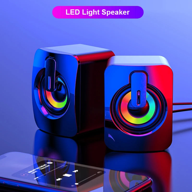 Altavoces USB para PC - Sound Box HIFI Estéreo con Micrófono y Luz LED para Escritorio