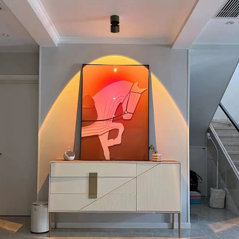 Nueva Lámpara Led de Puesta de Sol, Lámpara de Techo LED Empotrada o Montada en Superficie para Iluminación de Puntos Interiores - Decoración para Sala de Estar, Dormitorio y Pasillo