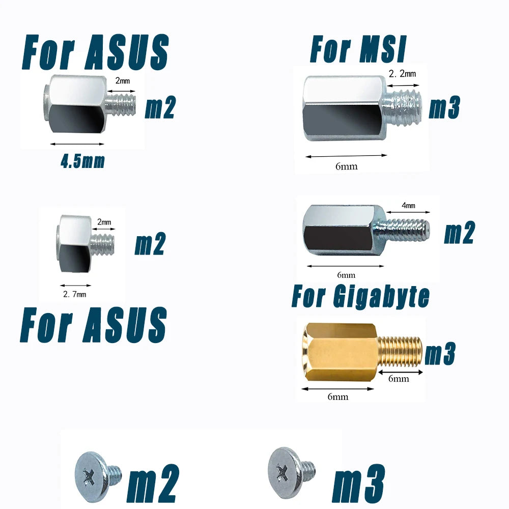 Kit de Tornillos para Montaje de M.2 NVMe SSD - 40 Piezas con Destornillador Magnético para Motherboards ASUS, Gigabyte y MSI