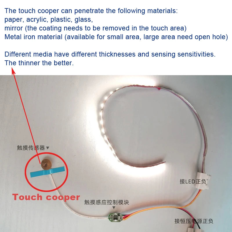 Miniinterruptor Táctil Inteligente para el Hogar, Controlador con Sensor Regulable para Tiras de Luces LED, DC3.7-24V, Ideal para Armarios y Pasillos