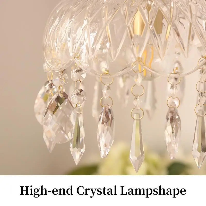 Lámpara Colgante de Cristal Retro Francés LED de Lujo – Chandeliers de Vidrio para Dormitorio, Bar y Restaurante con Bombilla E14