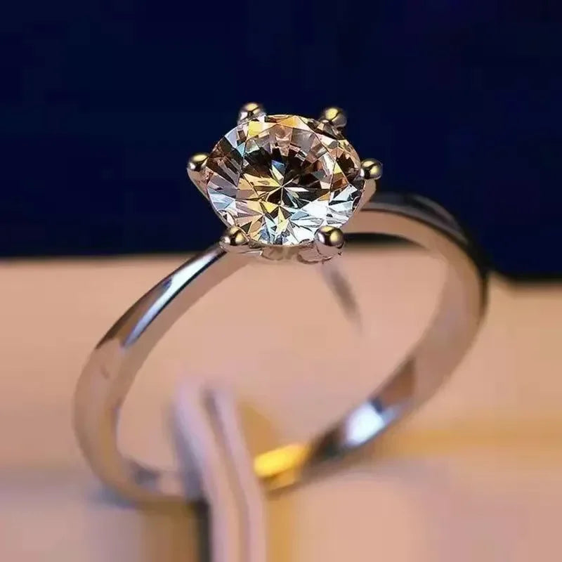 Anillo de Compromiso Moissanita con Diseño Abierto - Anillo Clásico de Pareja para Hombres y Mujeres, Anillo de Boda