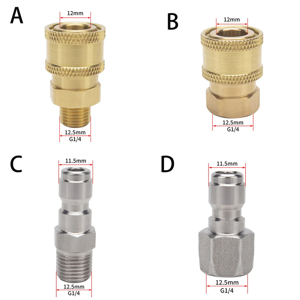 Conector Rápido 1/4 para Máquina de Limpieza a Alta Presión Acople para Hidrolavadora Repuestos para Conexiones de Jardín