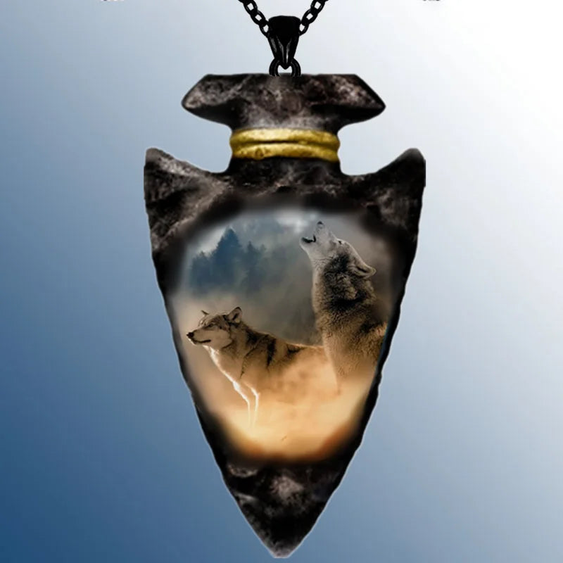 Collar de Cabeza de Lobo con Tótem de Animal Indio - Joyería Punk Hip Hop para Hombres